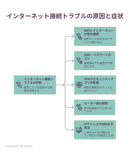 インターネット接続トラブルの原因と症状