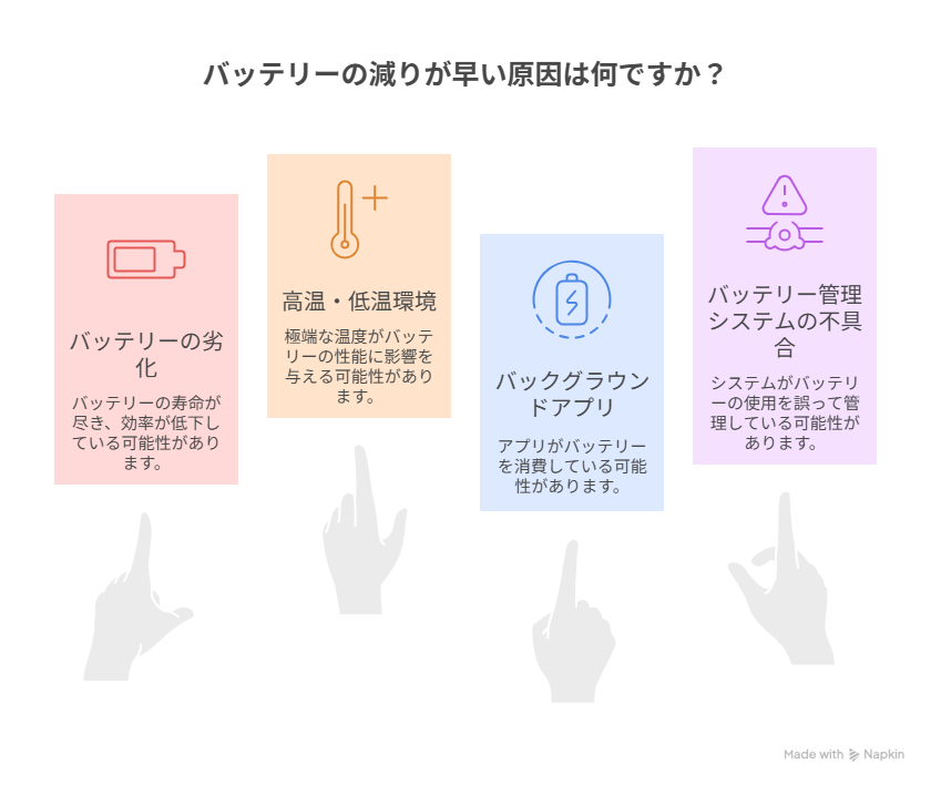 急に電池の減りが早くなった原因
