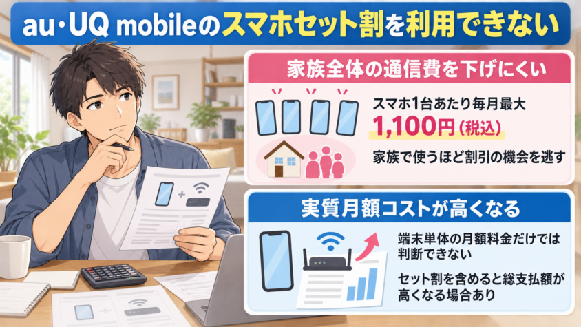 au・UQ mobileのスマホセット割を利用できない