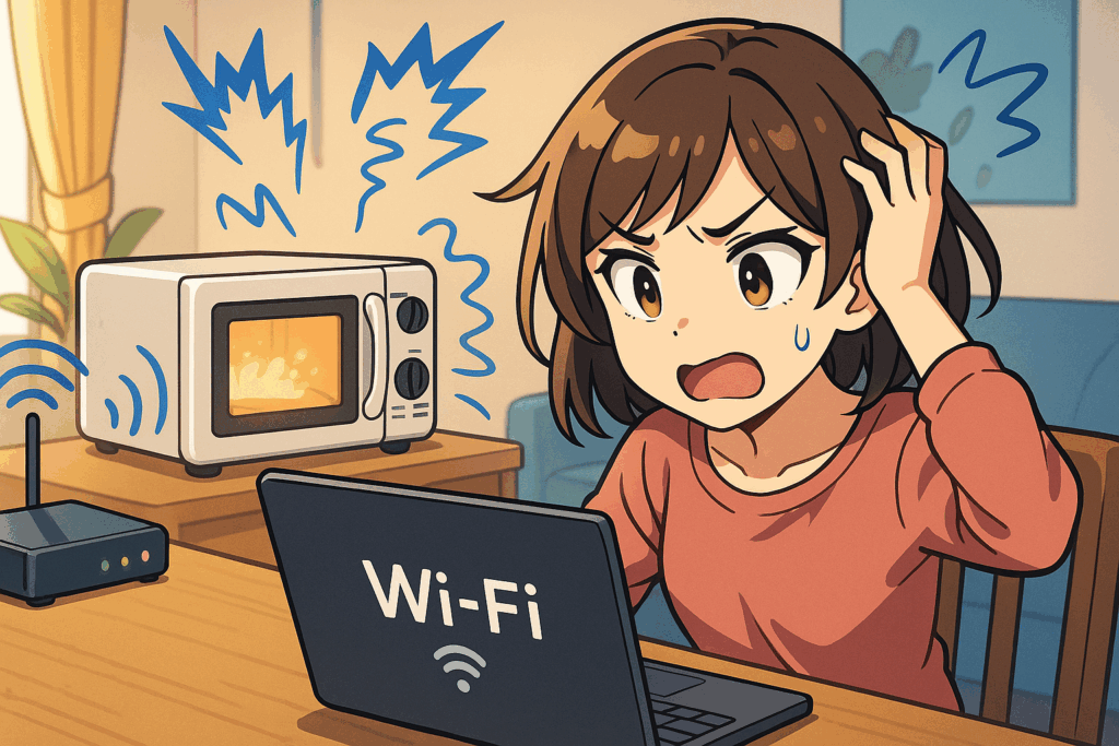 Wi-Fiのシールド性能の低い古い電子レンジの影響