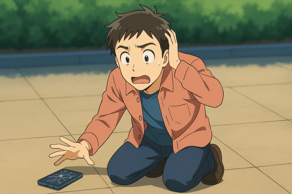 端末を落としてしまって困っている状態