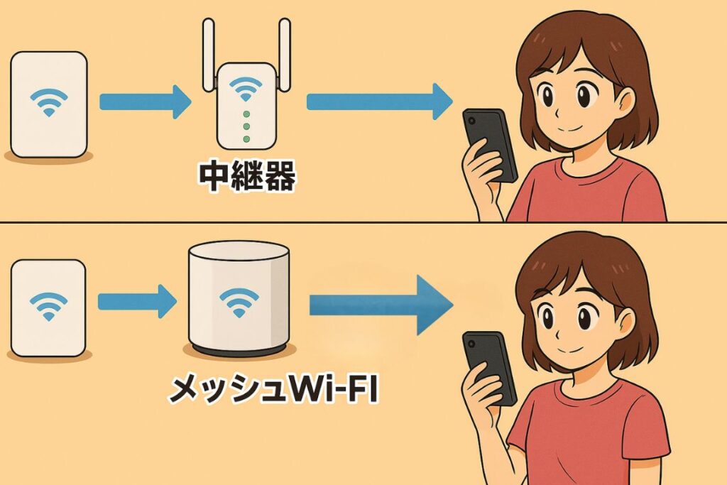 中継器とメッシュWi-Fiの違い