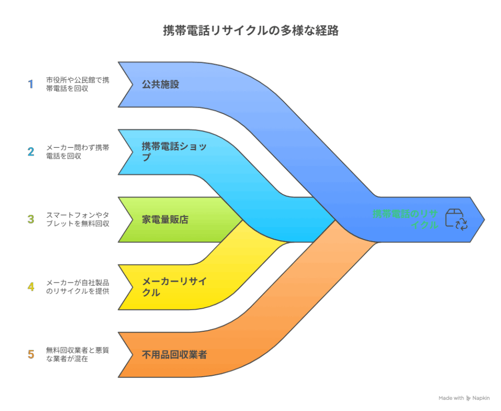 携帯電話リサイクルの多様な経路