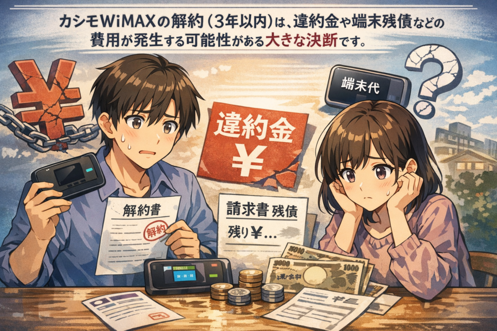 カシモWiMAXの3年以内の解約