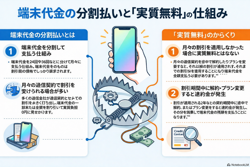 端末代金の分割払いと実質無料の仕組み