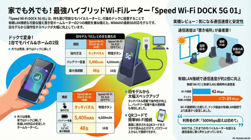 最強ハイブリットWi-Fiルーター「SpeedWiFi DOCK 5G 01