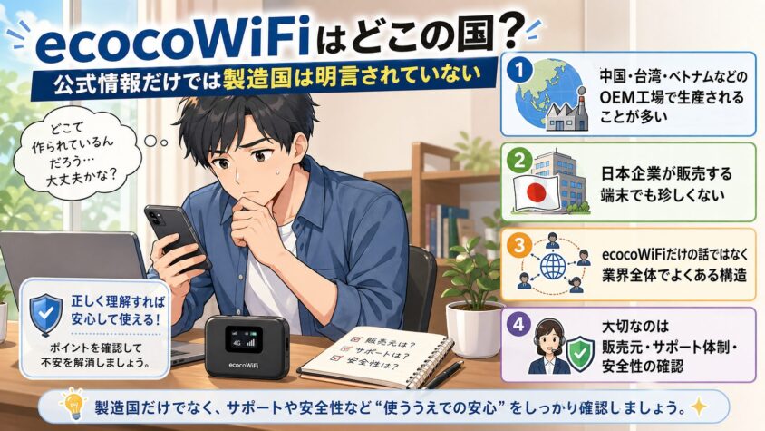 ecocoWiFiの端末は「日本製」と言える?