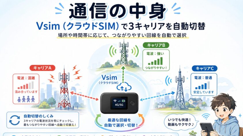クラウドSIM3キャリアを自動接続