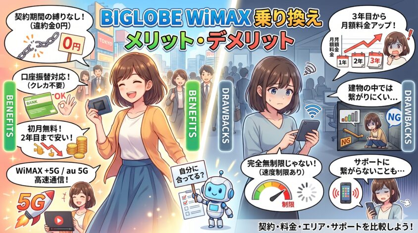 BIGLOBE WiMAXに乗り換えるメリット・デメリット