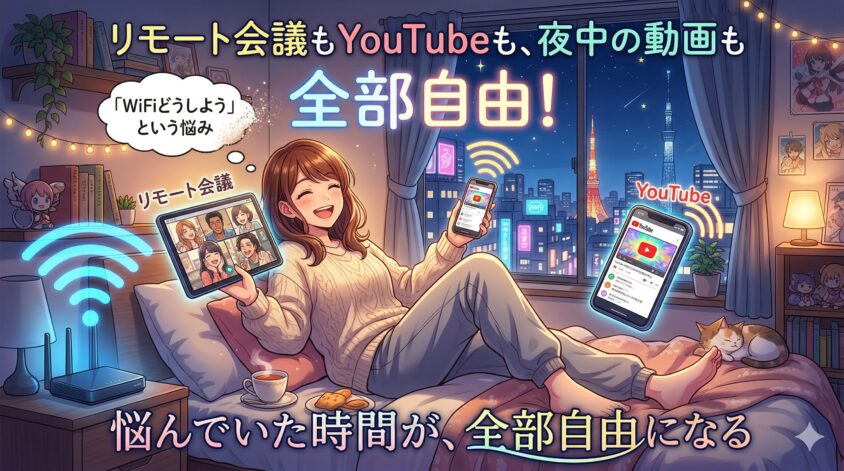 リモート会議・夜中の動画等すべてが自由
