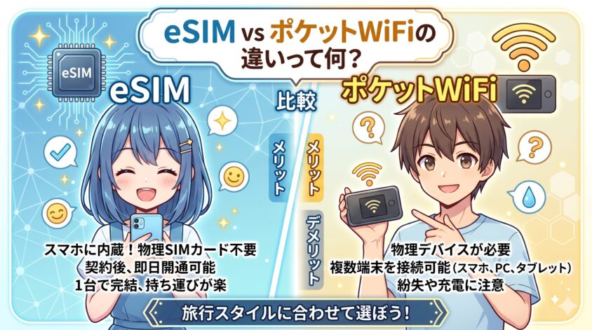 eSIMvs ポケットWiFiの違いって何？