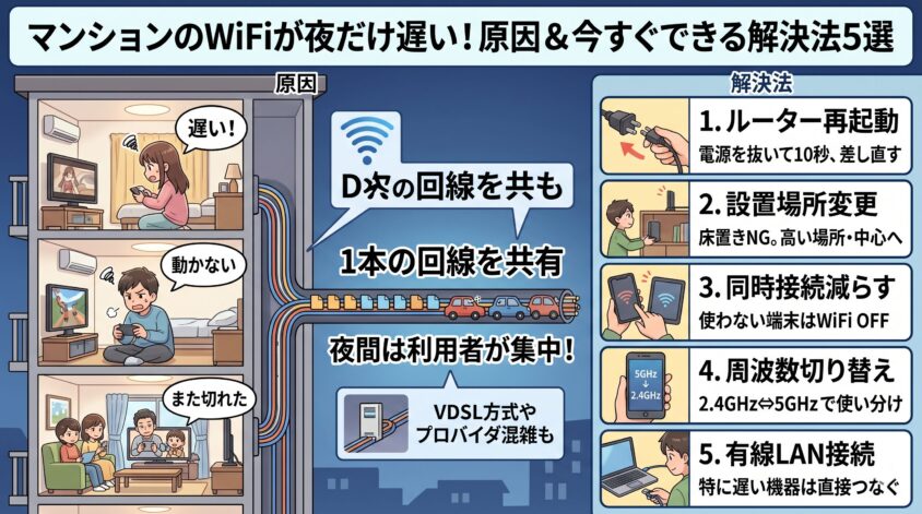 のWiFiが夜だけ遅い原因解決法