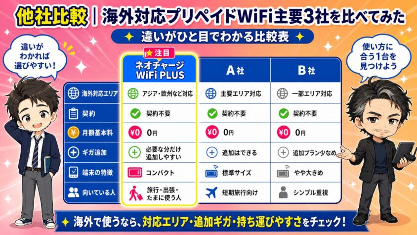 他社比較｜海外対応プリペイドWiFi主要3社を比べてみた