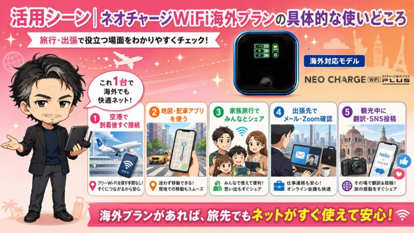 活用シーン｜ネオチャージWiFi海外プランの具体的な使いどころ
