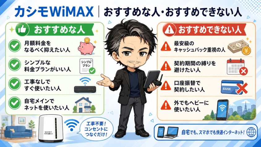 カシモWiMAX｜おすすめな人・おすすめできない人