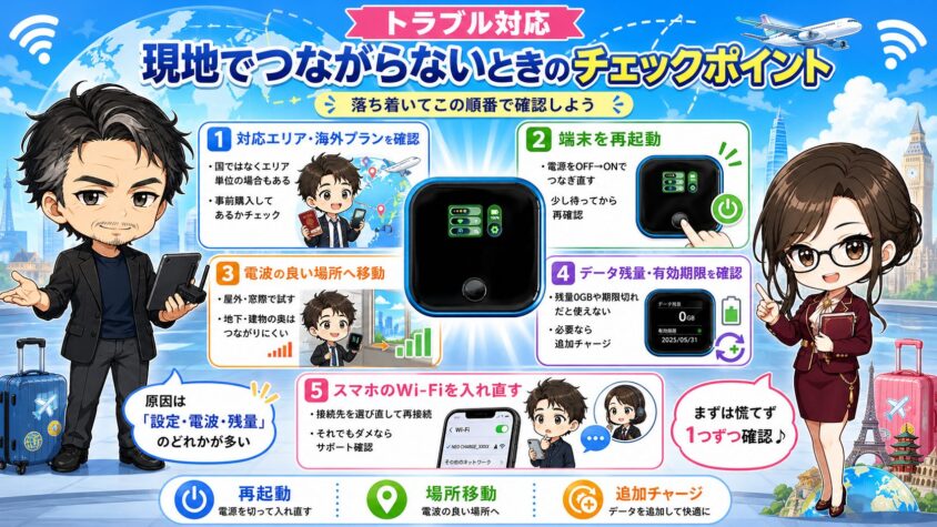 トラブル対応｜現地でつながらないときのチェックポイント