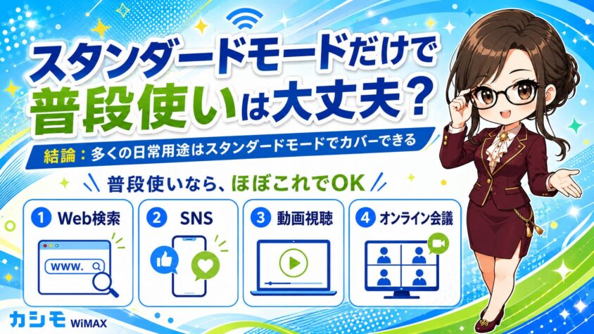 結局スタンダードモードで普段使いは大丈夫？