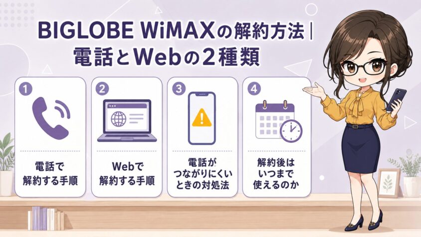 BIGLOBE WiMAXの解約方法|電話とWebの2種類