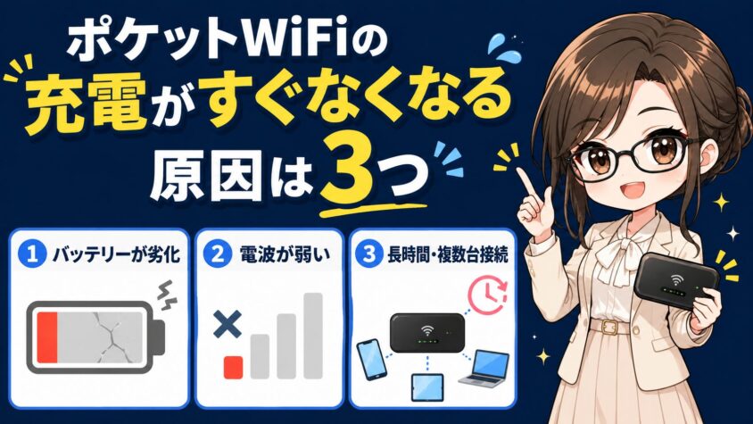 ポケットWiFiの充電がすぐなくなる原因は3つ