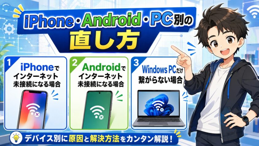 iPhone・Android・PC別の直し方