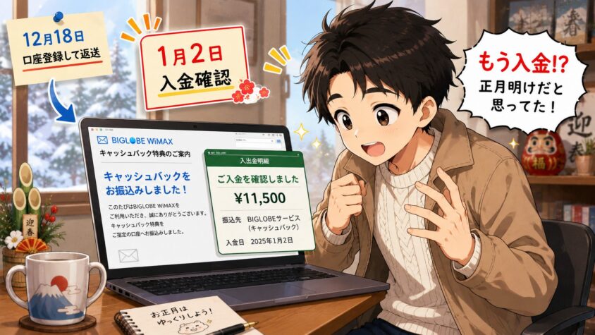 キャッシュバックは45日以内に手続き