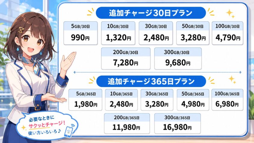 追加チャージ価格