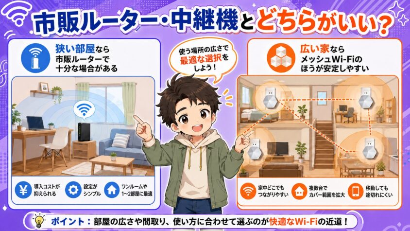 市販ルーター・中継機とどちらがいい?