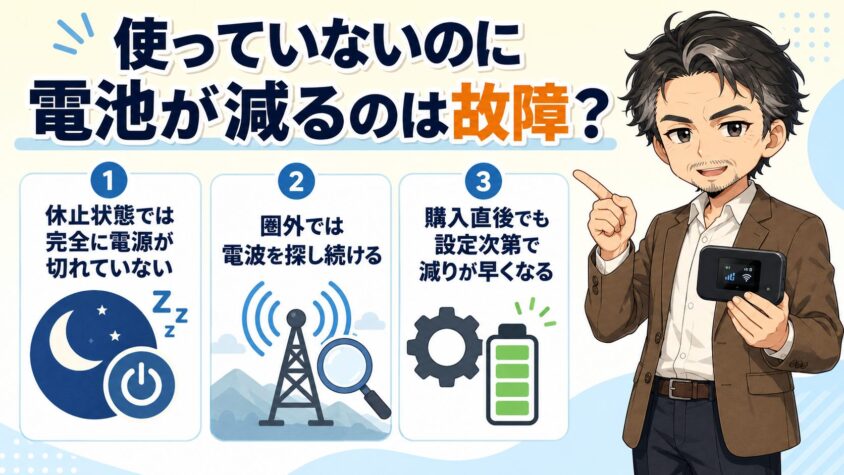 使っていないのに電池が減るのは故障?