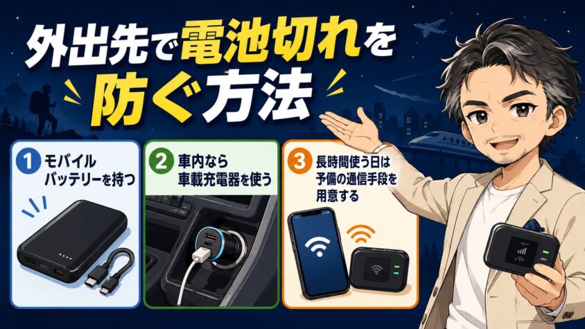 外出先で電池切れを防ぐ方法