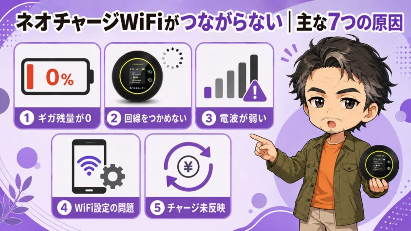 ネオチャージWiFiがつながらない|主な7つの原因