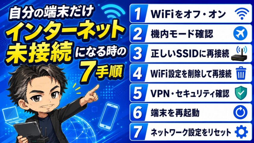 自分の端末だけインターネット未接続になる時の7手順