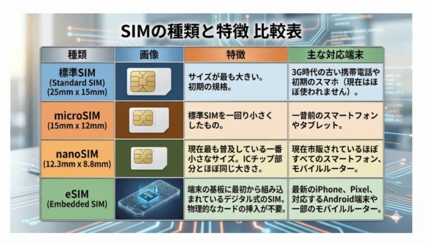 SIMの種類と