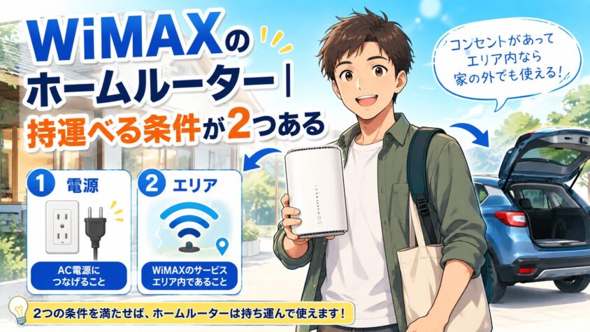 WiMAXのホームルーター|持運べる条件が2つある