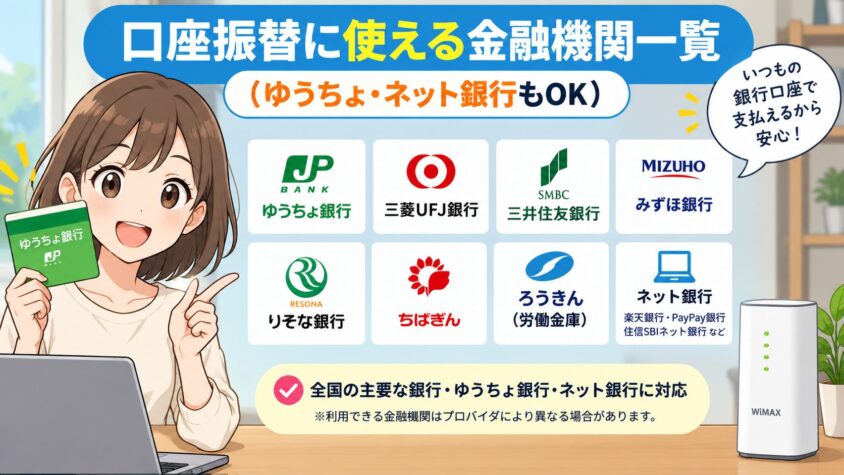 口座振替に使える金融機関一覧