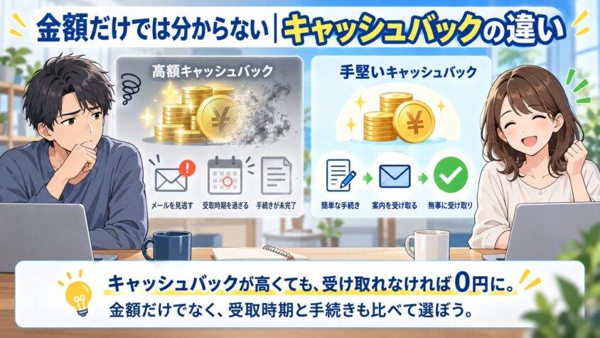 金額だけでは分からない|キャッシュバックの違い