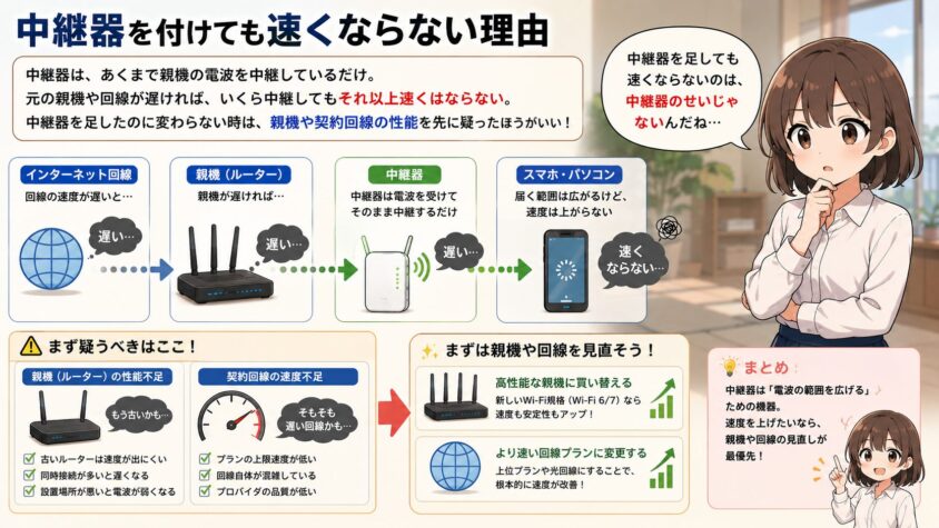 中継器を付けても速くならない理由