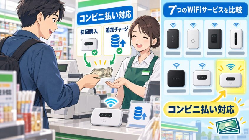 コンビニ払いできるチャージ型WiFi 7社比較