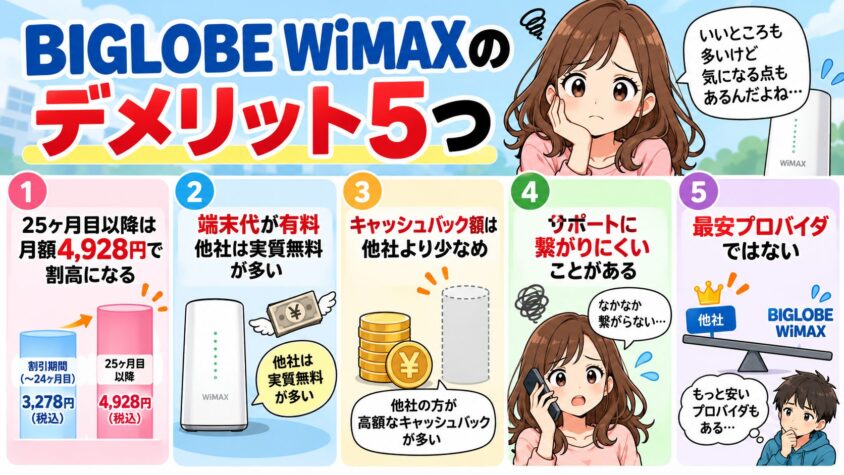 BIGLOBE WiMAXのデメリット5つ