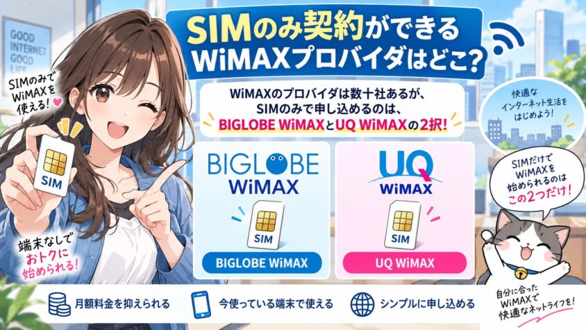 SIMのみ契約ができるWiMAXプロバイダはどこ?