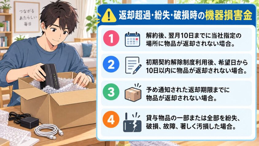 返却超過・紛失・破損時の機器損害金


