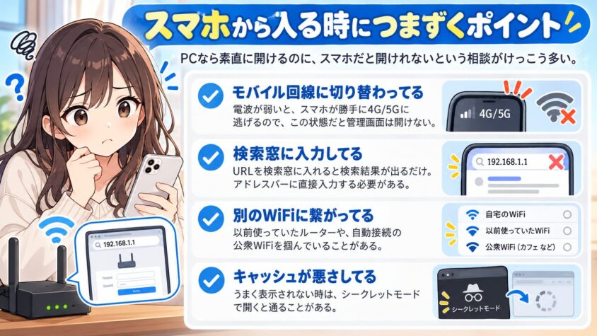 スマホから入る時につまずくポイント